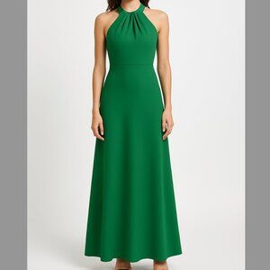 CAMILLE LA VIE Kelly green high neck maxi formal dress